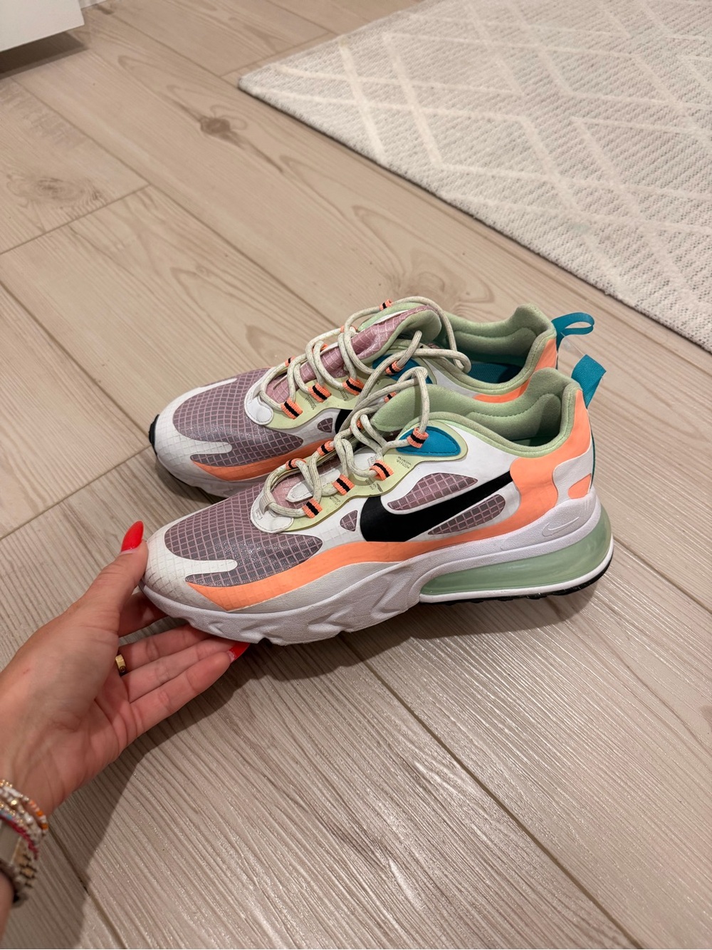 Nike Pastel Multicolor Running Sneakers — Mint, Peach & Lavender